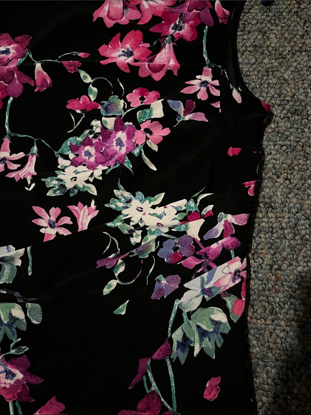 Chaps Black Midi Dress with Pink Floral Print - Picture 10 of 10